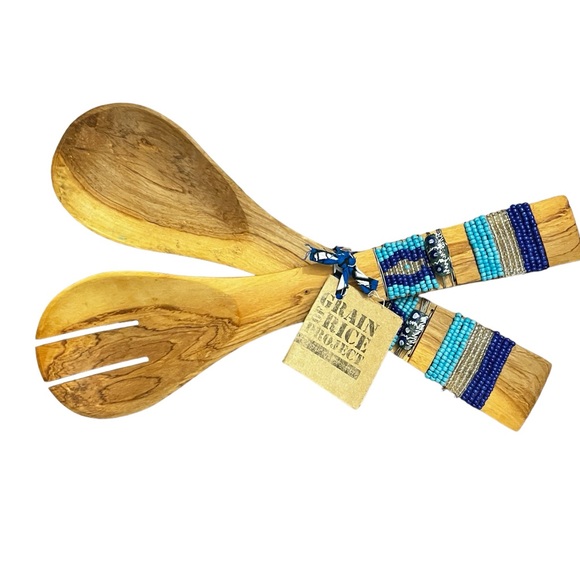 NWT Grain of Rice Project Fair Trade Federation Beaded Salad Serving Set OS - Picture 2 of 3